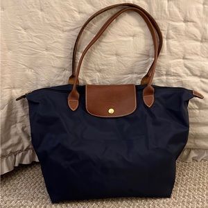 Longchamp navy blue tote with long handles